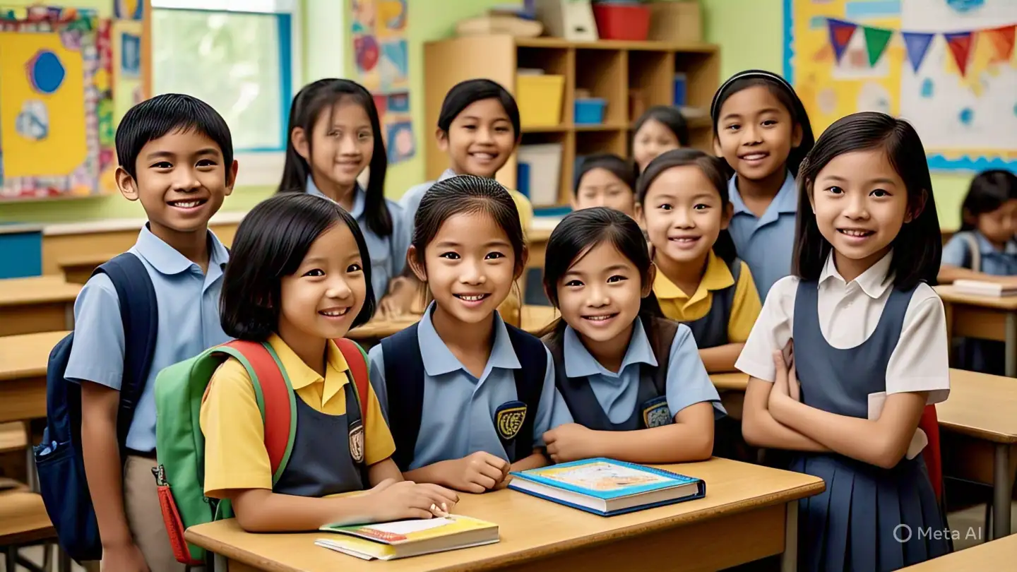 Anak-anak sekolah dasar tersenyum ceria saat berinteraksi, menunjukkan dampak positif pentingnya CASEL dalam pembelajaran dan pengembangan holistik siswa.