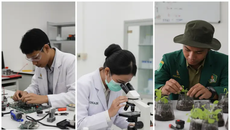 Mahasiswa di laboratorium sebagai gambaran jurusan unggulan dalam perbandingan PTN UB vs ITS vs UNAIR.