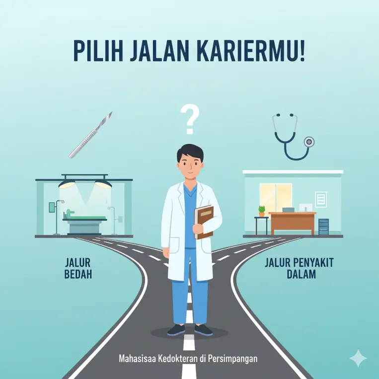 Mahasiswa kedokteran memilih antara spesialisasi bedah vs penyakit dalam
