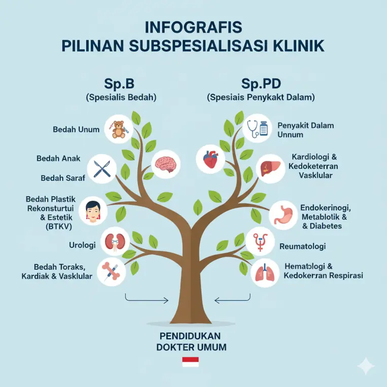 Peta cabang subspesialisasi dari Bedah vs Penyakit Dalam